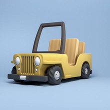 jeep safari dessin animé jungle voiture 3dprint impression art sculptures 3d print model - Mito3D