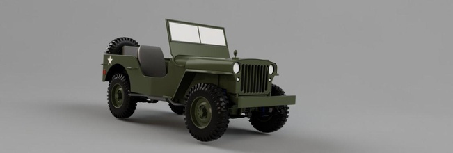jeep willys militare veicolo esercito ruota guerra camuffare fanteria mechwarrior blindato pneumatico macchinari natura all'aperto giochi giocattoli 3d print model - Mito3D