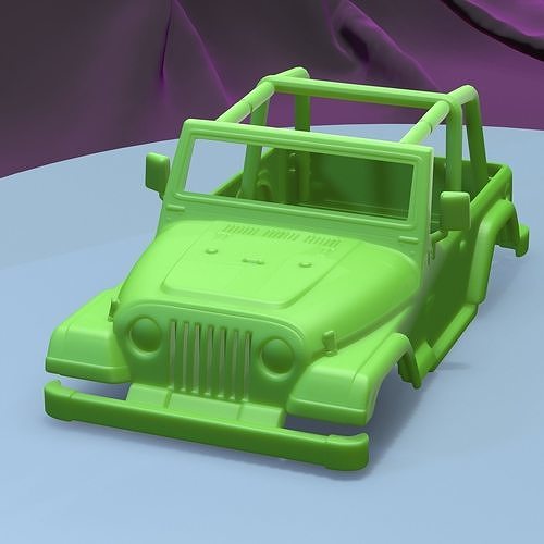 jeep cow boy tj 1997 imprimable voiture corps fente scalextric tamiya rc miniz contrôle robot d'exploration ninco Kyosho scx axial Jeux jouets Jeu accessoires 3D print model - Mito3D