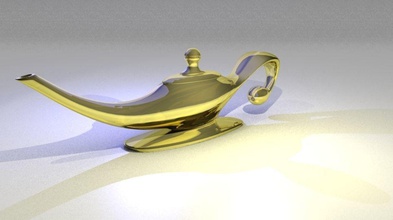 jenielamp golden lamp prop aladdin genie magic conceptual art illustration reflection shining magician games toys 3d print model - Mito3D