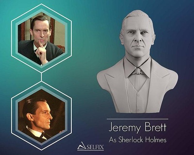 jeremy Brett escultura herman arte retrato estátua homem esculturas ator Sherlock Holmes 3d print model - Mito3D