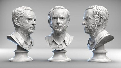 jeremy corbyn büst jeremycorbyn siyaset zbrush heykel sosyalist emek vesika sanat heykeller 3d print model - Mito3D
