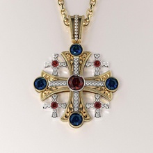 jerusalem cross pendant gemstones 004 necklace model 3d printable gold gemstone jewelry stl pendants gem 3d print model - Mito3D