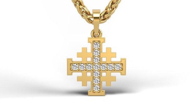 jerusalem stone solid cross pendant gold printable silver jewelry pendants gift happy fashion beauty ice art necklaces 3d print model - Mito3D