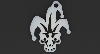 jester skull pendant jewelry joker 3dprint 3d print printable necklace court model pendants 3d print model - Mito3D