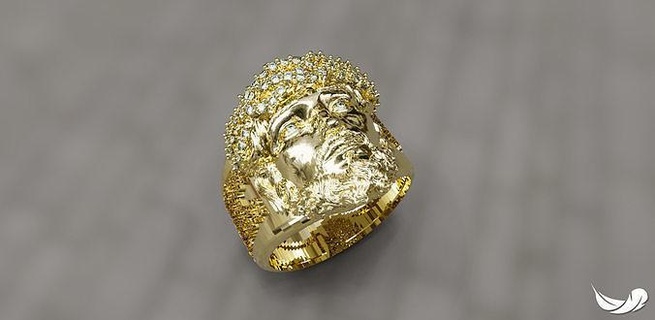 Gesù oro gioielleria gemma argento stampabile diamante anelli gioiello 3d print model - Mito3D