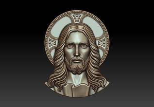 jesus 2 head cnc relief religious catholic pendant jewelry woodcarwing object milling symbol christian decoration art sculptures face pendants sacred heart 3d print model - Mito3D