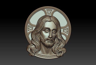 jesus 5 cnc relief religious catholic pendant jewelry woodcarwing object milling symbol christian decoration art sculptures head face pendants sacred heart 3d print model - Mito3D