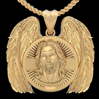 jesus angle pendant silver gold printable jewelry 3d model wings holy christ design zbrush church religious cross fantasy sculptures fashion pendants 3d print model - Mito3D