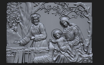 jesus geburt maria joseph bas linderung cnc christus weihnachten skulptur kind eltern lamm druckbar 3d drucken carving zbrush stl obj kunst skulpturen 3d print model - Mito3D