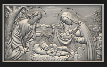 jesus birth mary joseph bas relief christ advent nativity christmas cnc sculpture baby cradle printable 3d print carving zbrush stl obj art sculptures 3d print model - Mito3D