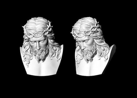 Jésus buste tête pendentif 3d modèle art statue illustration or argent Dieu religion bijoux catholique homme pendentifs Collier sculptures religiou 3d print model - Mito3D