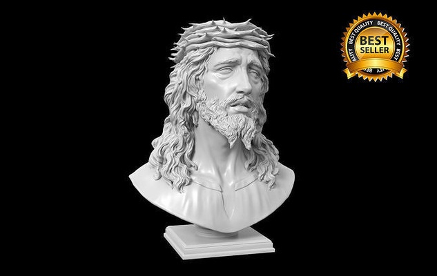 jesús busto estatua cabeza cristo dios religioso escultura católico iglesia deus religiou objeto jesu biblia hebreo arte esculturas 3d print model - Mito3D