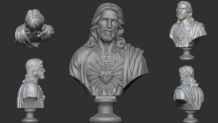 jesus büste kopf anhänger kirche katholisch schmuck ringe skulptur dekoration harz geschnitzt innere außen kunst cnc orthodox zuhause haus zubehör dekor ostern skulpturen 3d print model - Mito3D