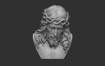 jesus bust relief pendant medallion christ god jewelry jewellery religious head thorns christian art sculptures 3d print model - Mito3D