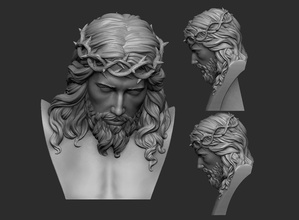 jesus bust christ head portrait god jewelry cross christian religious art sculptures 3d print model - Mito3D