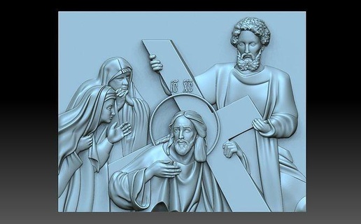 Gesù trasporta attraversare cnc cattolico religione cattolicesimo sollievo bas cristianesimo religiou oggetto jesu cristiano ortodossia arte 3d print model - Mito3D