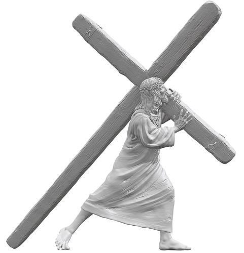 jesus carrying cross christian art sculptures christ statue lord god print 3dprint kit 3D print model - Mito3D