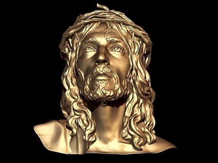 Jesus Christus 3d Büste Schmuck Gold Silber Diamant Anhänger zbrush Bildhauerei 3d print model - Mito3D