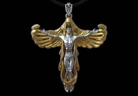 jesus christ ascension cross necklace religion bible god virgin mary angel christian crucifixion pendant ancient antique jewelry necklaces 3d print model - Mito3D