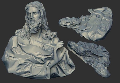 jesus christ bas-relief cnc statue tattoo bust god jewelry cross christian sculptures sculpture cathedral art medallion pendant religiou object badges coins 3d print model - Mito3D