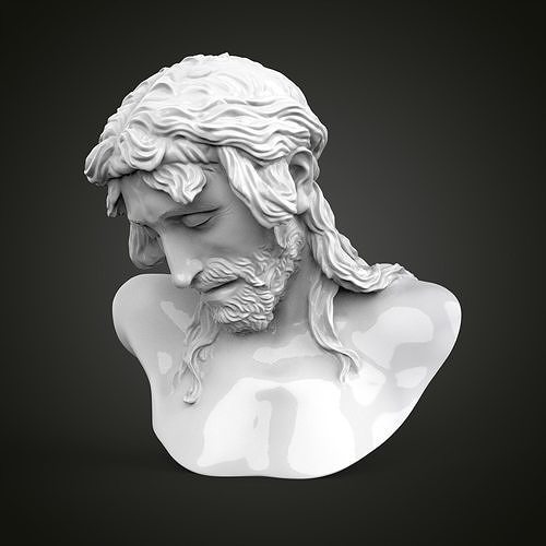 isa i̇sa büst heykel dindar nesne jesu şekil golgota baş rahatlama vesika tanrı dini çapraz sanat heykeller 3D print model - Mito3D