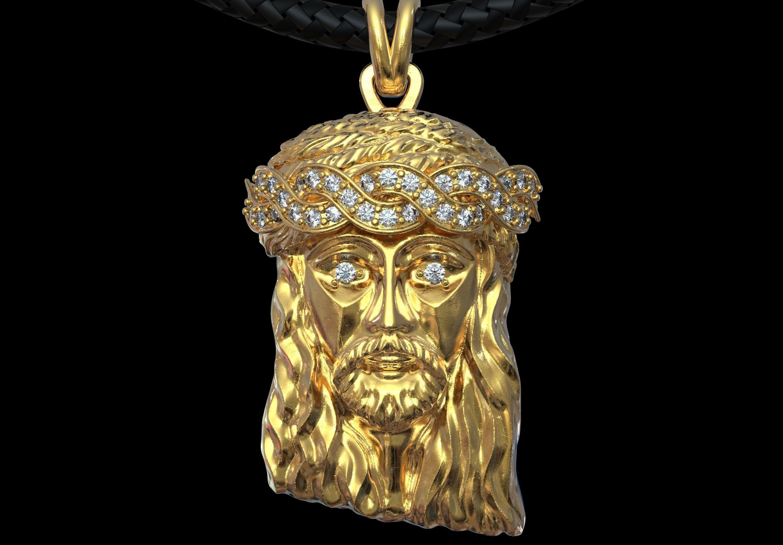 jésus-christ tête pendentif de collier bijoux jésus christ chrétienne dieu foi imprimable la cathédrale religiou objet jesu le sacrifice saint luxe catholique pendentifs 3D print model - Mito3D