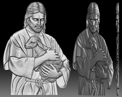 jesus christ lamb - bas-relief cnc router icon religion relief bas carving holy art coins badges 3d print model - Mito3D