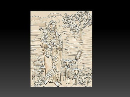 Gesù Cristo agnello Dio 3d sollievo modello agnelli lupi arte sculture jesu statua 3d print model - Mito3D