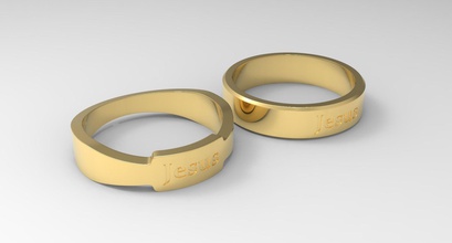 Jesus Paar Ring Gold Schmuck Hochzeit Engagement Luxus Liebe Ehe Herz druckbar Braut verheiratet Feier Ringe 3d print model - Mito3D