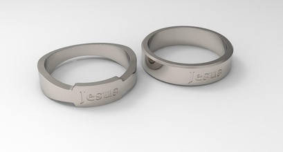 jesús pareja anillo platino boda aislado joyería joya oro amor corazón accesorio dedo moda grabado anillos 3d print model - Mito3D