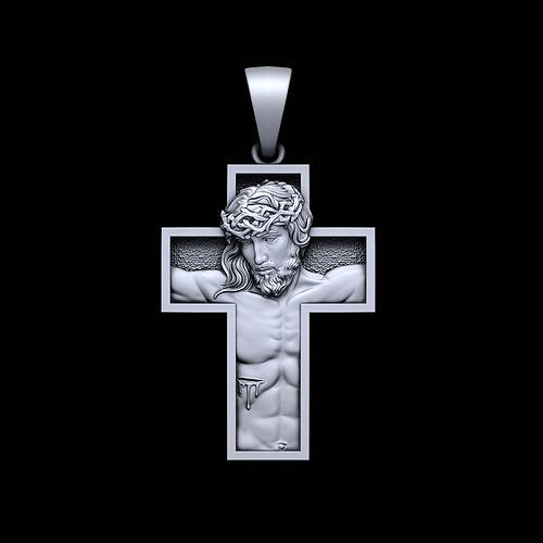 Gesù attraversare pendente scolpire gioielleria argento sterlina stampabile creatura oro collana ciondoli angelo testa scultura statua religiou oggetto 3D print model - Mito3D