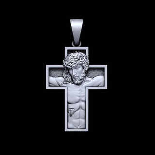 Jesus Cruz pingente escultura joalheria prata esterlina imprimível criatura jóias ouro colar pingentes anjo cabeça estátua religiou objeto 3d print model - Mito3D