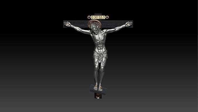jesus on cross crucifixion crucifix christ christian religious sculptures 3dprinting jewerelly gold printable jewelry pendants pendant 3djewelry god orthodox catholic 3D print model - Mito3D