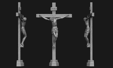jesús on cruzar 2 crucifixión dios religión estatua crucifijo cristo espinas joyería joya cristiano católico iglesia santo biblia sacrificio religioso arte esculturas 3d print model - Mito3D