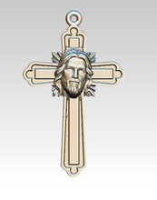 jesus kreuz kruzifix krone dornen religiös katholisch kirche anhänger medaillon bas linderung porträt heilige schmuck kunst skulpturen aufstieg 3d print model - Mito3D