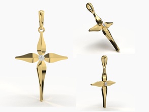 Jesus Kreuz Diamant Anhänger religiös Weiß Gelb Design Chrom Halskette modern wertvoll leuchtenden 3d print model - Mito3D