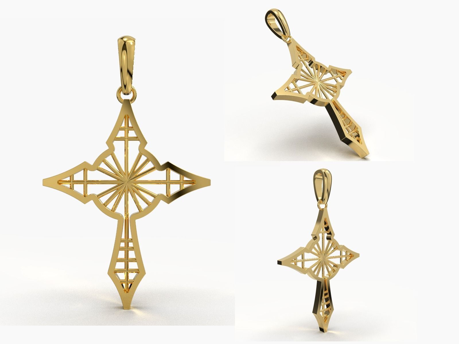 jesus kreuz gold anhänger religiös weiß gelb design chrom halskette modern wertvoll leuchtenden platin druckbar metallisch juwel sterling täglich tragen schmuck 3D print model - Mito3D