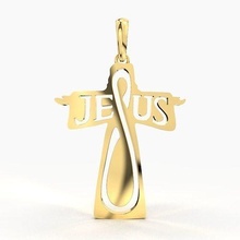 jesus kreuz gold anhänger religiös weiß gelb design chrom halskette modern wertvoll leuchtenden platin druckbar metallisch juwel sterling täglich tragen schmuck 3d print model - Mito3D