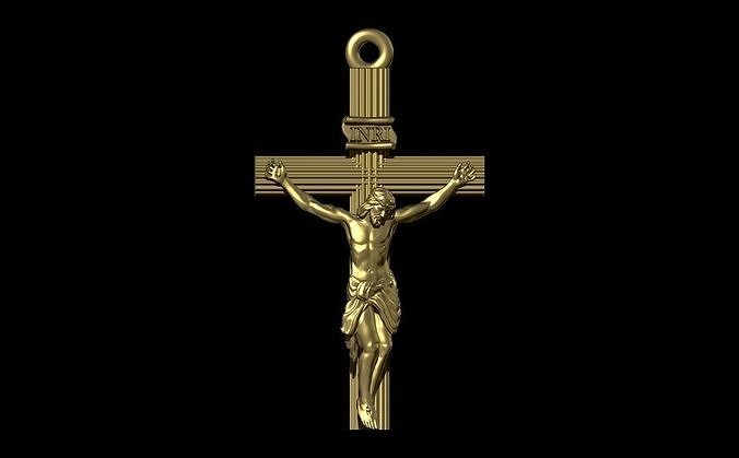 Jesus Kreuz Anhänger Cruz Schmuck Gold Silber Cristo Christus Santa katholisch gekreuzigt Modelle druckbar Bibel 3D print model - Mito3D