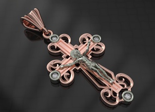 jesus cross pendant jewelry gold silver nickel copper diamond gem gemstone fashion pendants sapphire ruby 3dmodel printingmodel 3d print model - Mito3D
