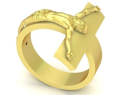 Jesus Cruz anel 3394 joalheria moda acessórios ouro diamante homem homens Projeto feng shui Casamento argolas 3d print model - Mito3D