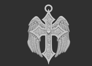 jésus traverser ailes pendentif 3d impression modèle bijoux imprimable collier christ christianisme dieu ornement pendentifs 3d print model - Mito3D
