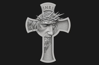 jesus cruz coroa espinhos religioso católico igreja pingente medalhão bas alívio retrato santo deus jóias joalheria arte esculturas 3d print model - Mito3D