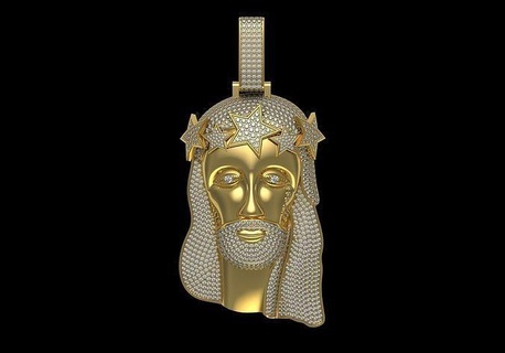 jesus diamond pendant hip hop sculpture religion saint catholic jewelry christ cross art sculptures relief gold religious ice pendants god 3d print model - Mito3D