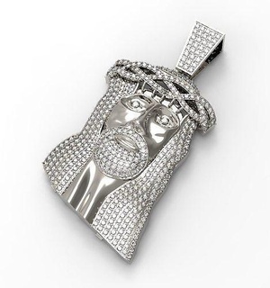 Jésus diamant pendentif or argent bague bracelet bijou bijoux boucle d'oreille luxe conception imprimable Collier pendentifs 3d print model - Mito3D
