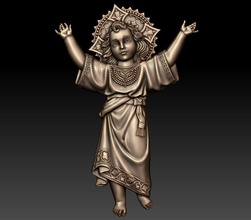 jesus divino nino cnc heart relief religious catholic pendant jewelry woodcarwing cathedral milling symbol christian decoration art sculptures baby infant holy sacred 3d print model - Mito3D