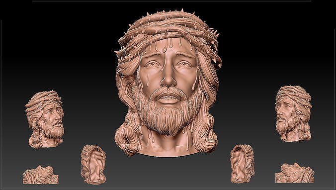 jesús cara cabeza medallón dios collar jesus santo jesucristo espíritu santo alivio colgante pendiente cristo religioso joyería escultura católico arte esculturas joya colgantes 3D print model - Mito3D