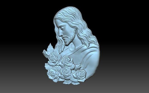 jesus flowers head jesu religion pedant jewellry orthodoxy christian catholicism catholic figurine relief monument art 3d print model - Mito3D