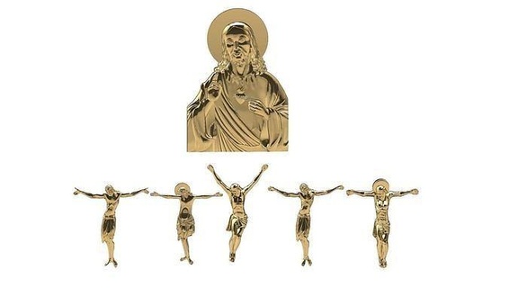 Jesus Gold Statue Religion pingente Silber Schmuck Anhänger 3d print model - Mito3D